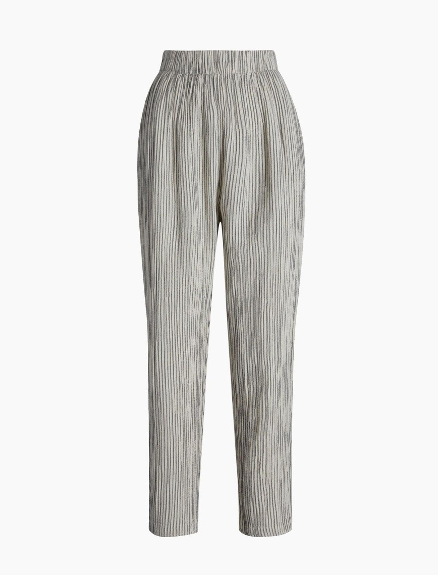 İKİKIZ Çizgili Keten Slouchy Pantolon Kadın Ekru İKİKIZ Çizgili Keten Slouchy Pantolon Kadın Ekru