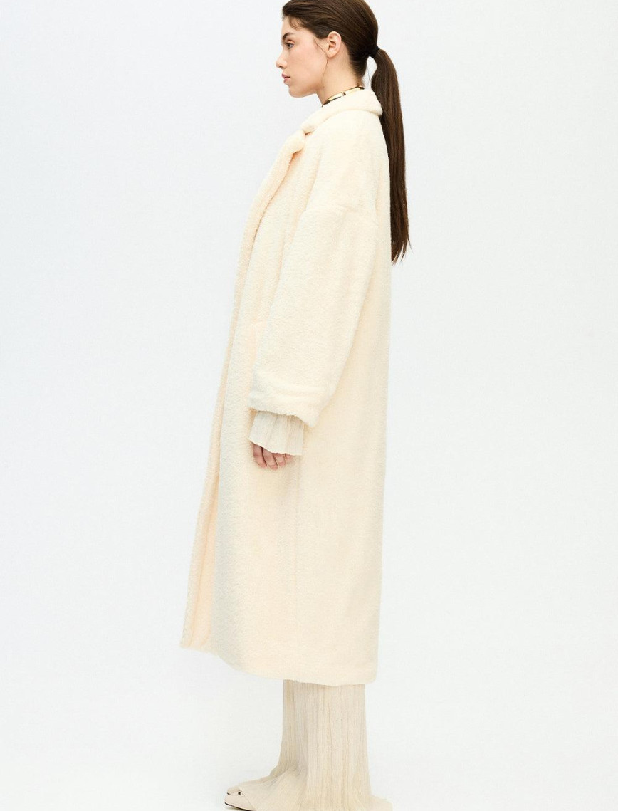 İKİKIZ Pelüş Uzun Ceket Kadın Bej İKİKIZ Pelüş Uzun Ceket Kadın Bej