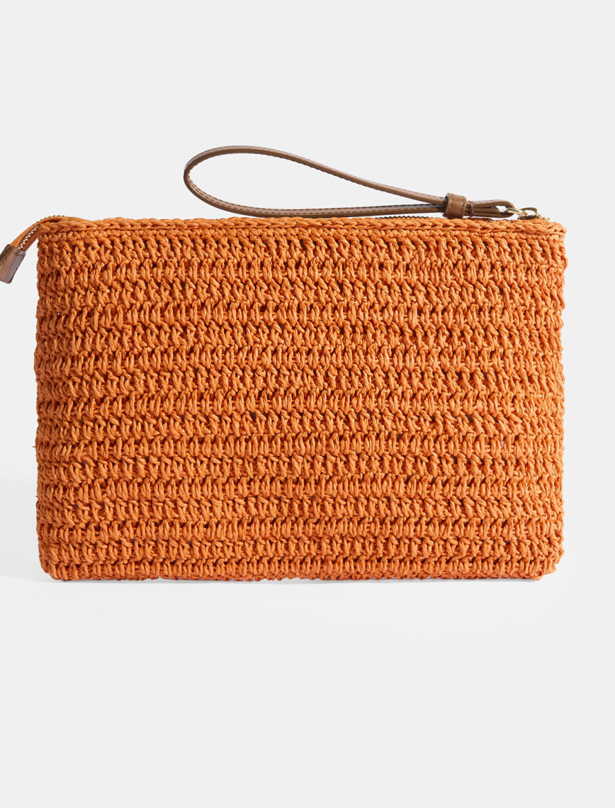 Kadın Turuncu Monogram Logolu Hasır El Çantası Kadın Turuncu Monogram Logolu Hasır El Çantası