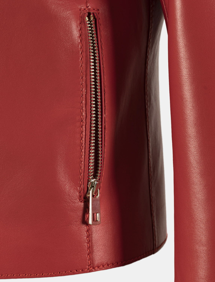 Kadın Kırmızı Deri Ceket Kadın Kırmızı Deri Ceket