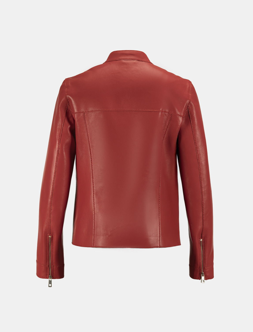 Kadın Kırmızı Deri Ceket Kadın Kırmızı Deri Ceket