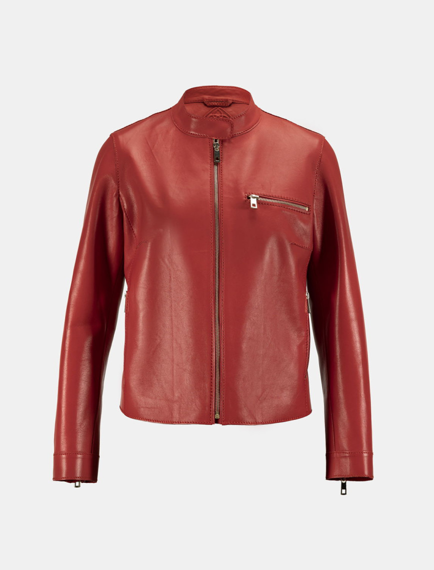 Kadın Kırmızı Deri Ceket Kadın Kırmızı Deri Ceket