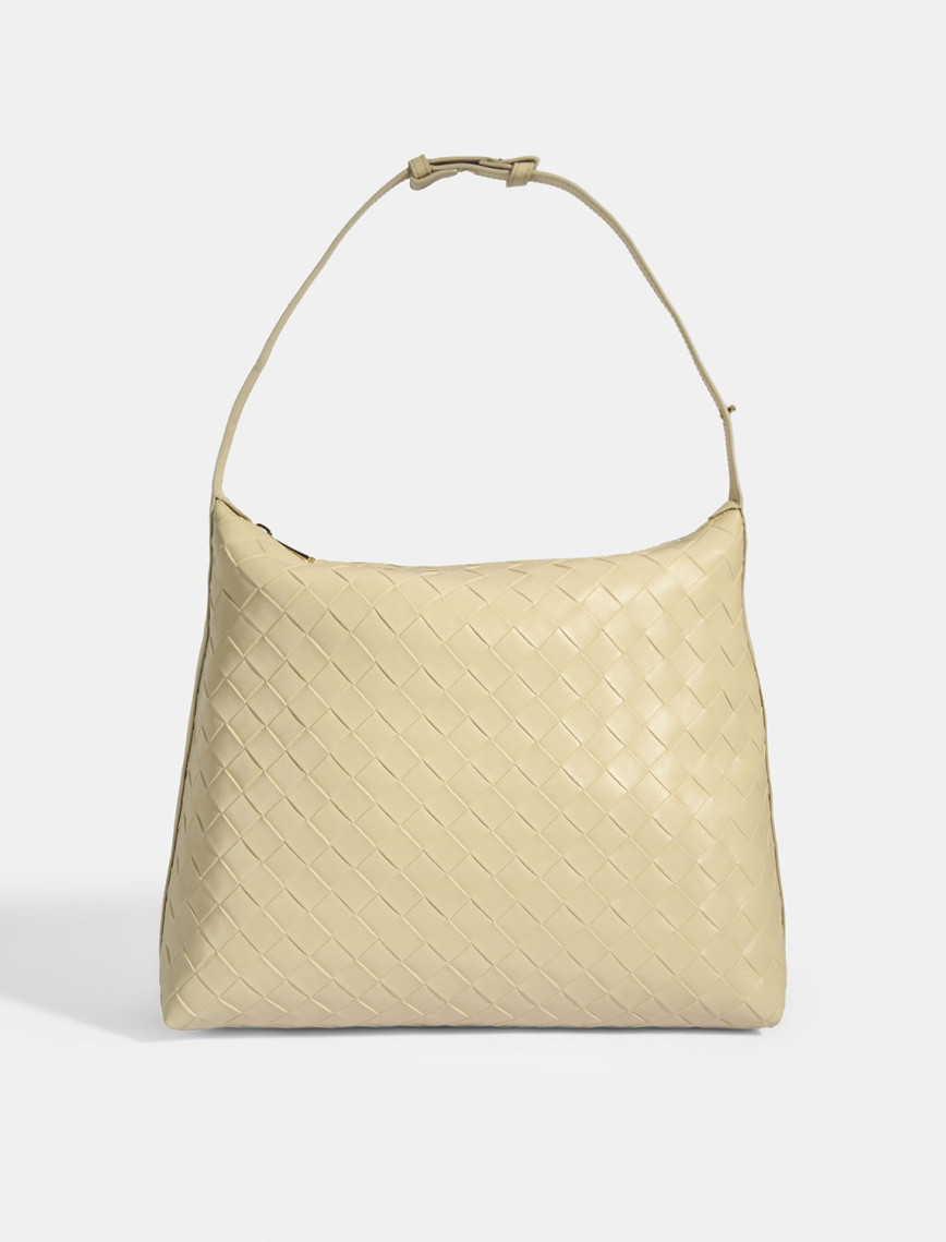 Kadın Taba Örgü Baskılı Omuz Çantası Kadın Taba Örgü Baskılı Omuz Çantası