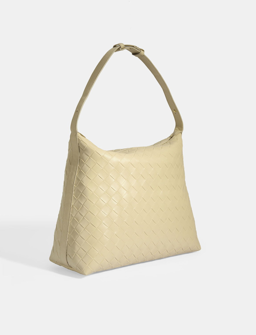 Kadın Bej Örgü Baskılı Omuz Çantası