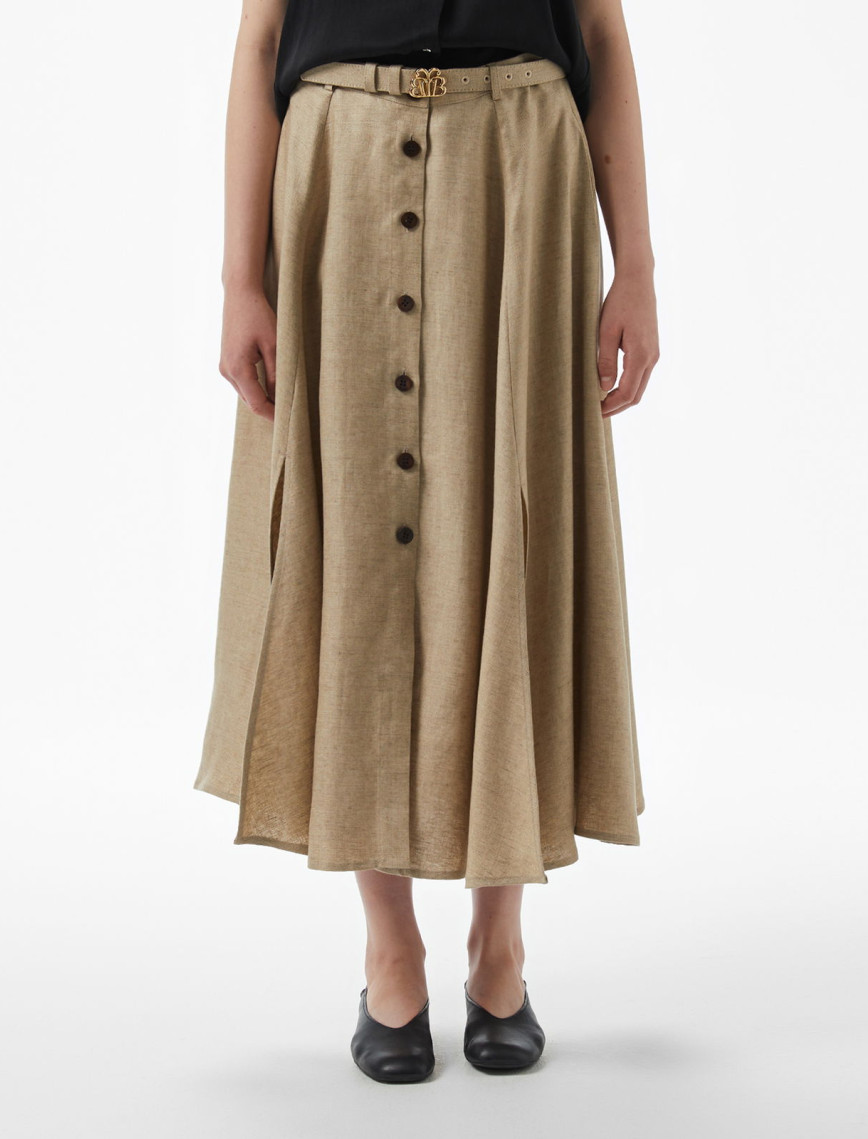 Brooks Brothers %100 Keten Kemerli Yırtmaçlı Midi Boy Kadın Bej Etek Brooks Brothers %100 Keten Kemerli Yırtmaçlı Midi Boy Kadın Bej Etek