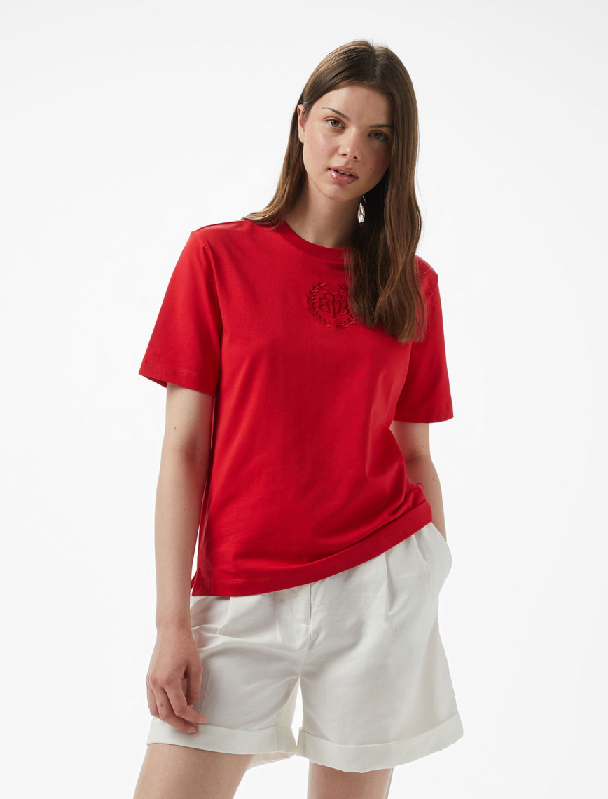 Brooks Brothers Bisiklet Yaka Önü Bb Nakışlı Kadın Beyaz T-Shirt Brooks Brothers Bisiklet Yaka Önü Bb Nakışlı Kadın Beyaz T-Shirt