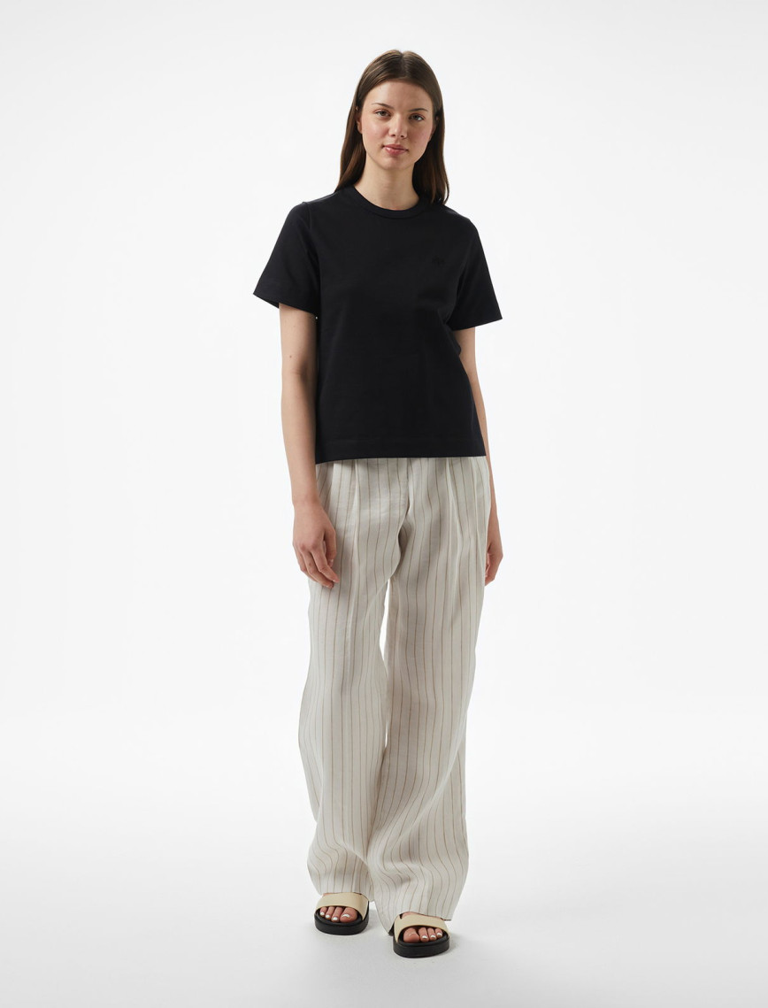 Brooks Brothers Bisiklet Yaka Arkası Fermuarlı Kadın Siyah T-Shirt Brooks Brothers Bisiklet Yaka Arkası Fermuarlı Kadın Siyah T-Shirt