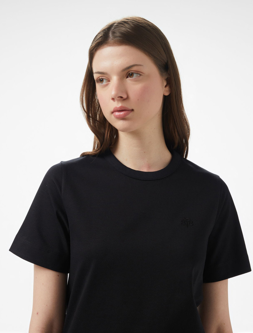 Brooks Brothers Bisiklet Yaka Arkası Fermuarlı Kadın Siyah T-Shirt Brooks Brothers Bisiklet Yaka Arkası Fermuarlı Kadın Siyah T-Shirt