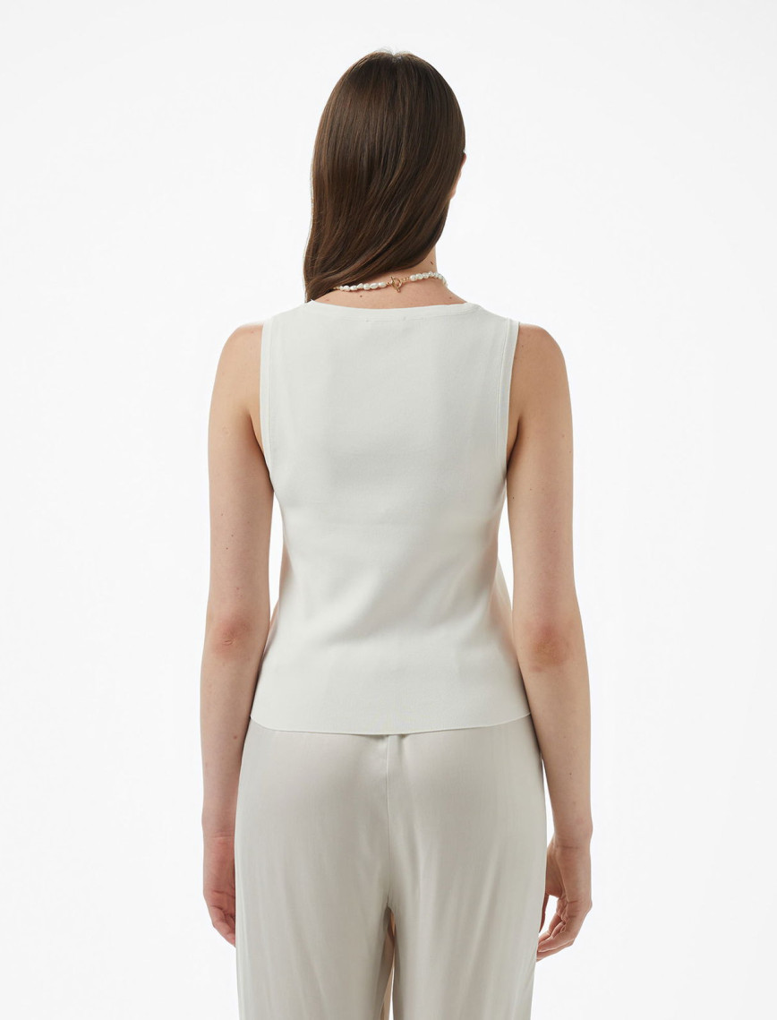 Brooks Brothers Önü Palmiye Desenli Triko Kadın Beyaz Kolsuz Kazak Brooks Brothers Önü Palmiye Desenli Triko Kadın Beyaz Kolsuz Kazak