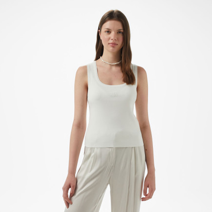 Brooks Brothers Önü Palmiye Desenli Triko Kadın Beyaz Kolsuz Kazak Brooks Brothers Önü Palmiye Desenli Triko Kadın Beyaz Kolsuz Kazak