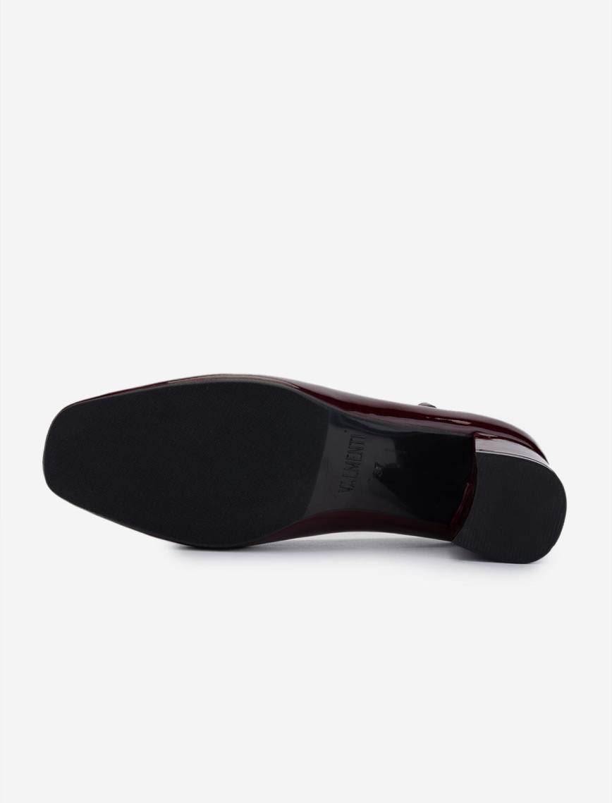 Valmenti Kadın Hakiki Deri Bordo Rugan Topuklu Ayakkabı