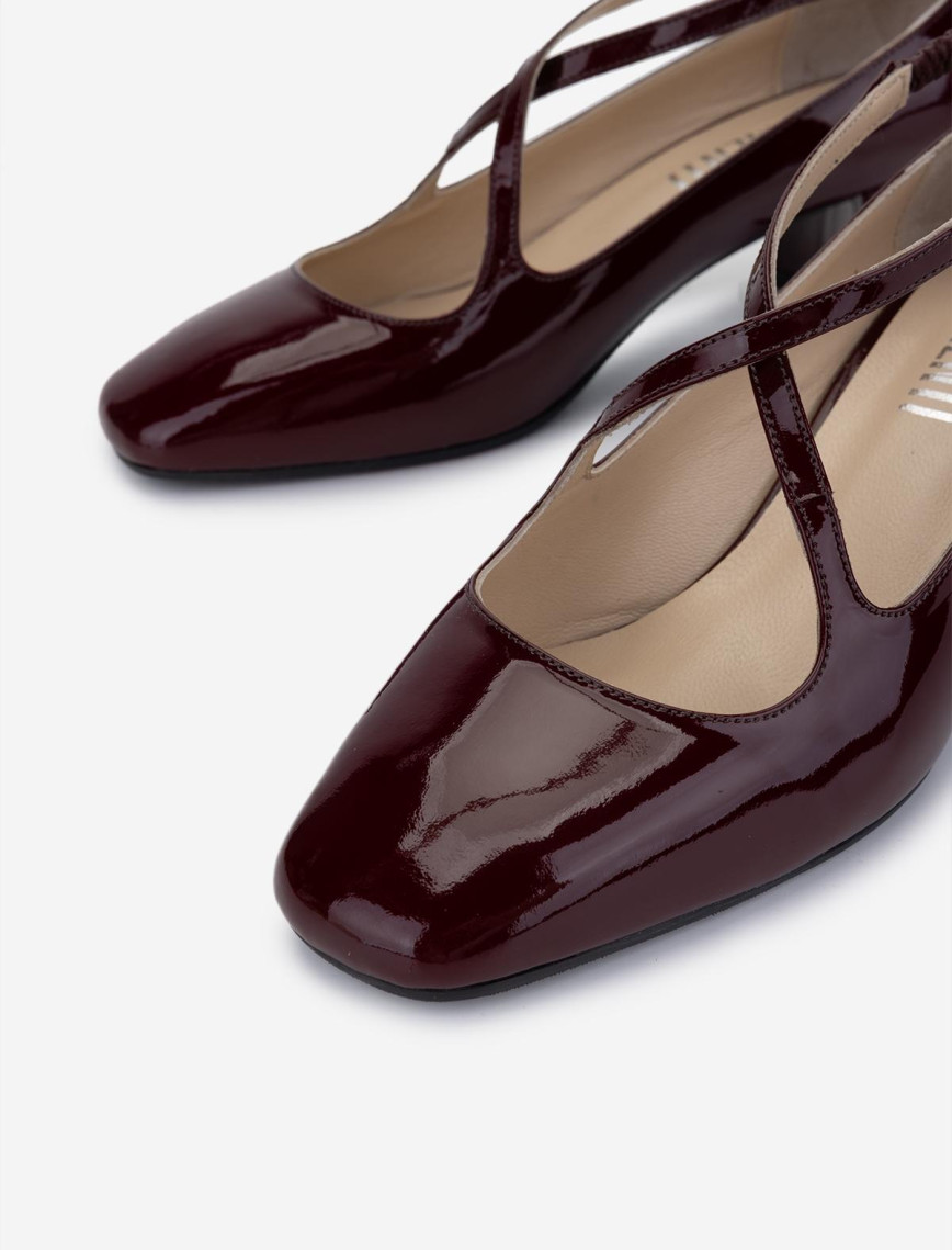 Valmenti Kadın Hakiki Deri Bordo Rugan Topuklu Ayakkabı