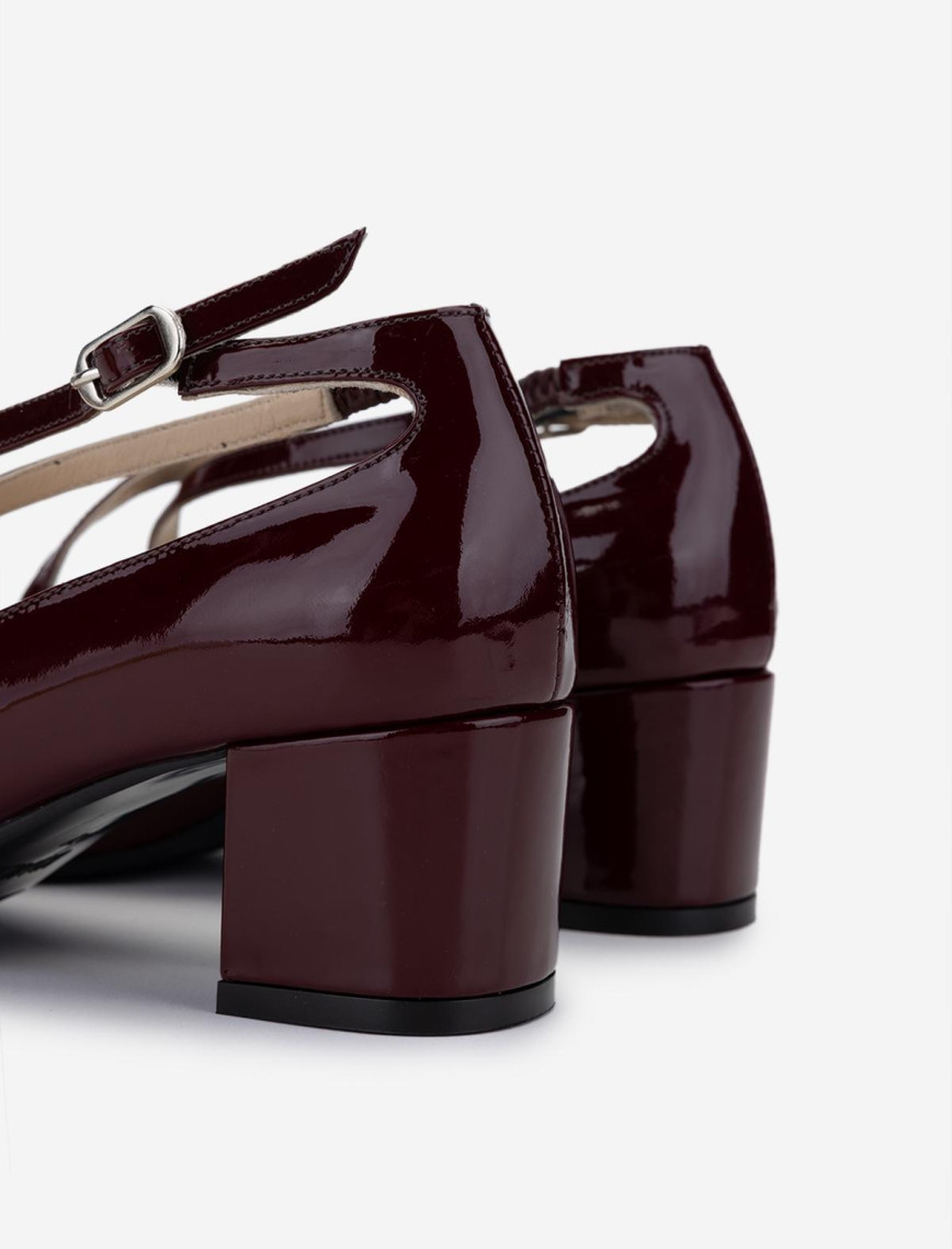 Valmenti Kadın Hakiki Deri Bordo Rugan Topuklu Ayakkabı