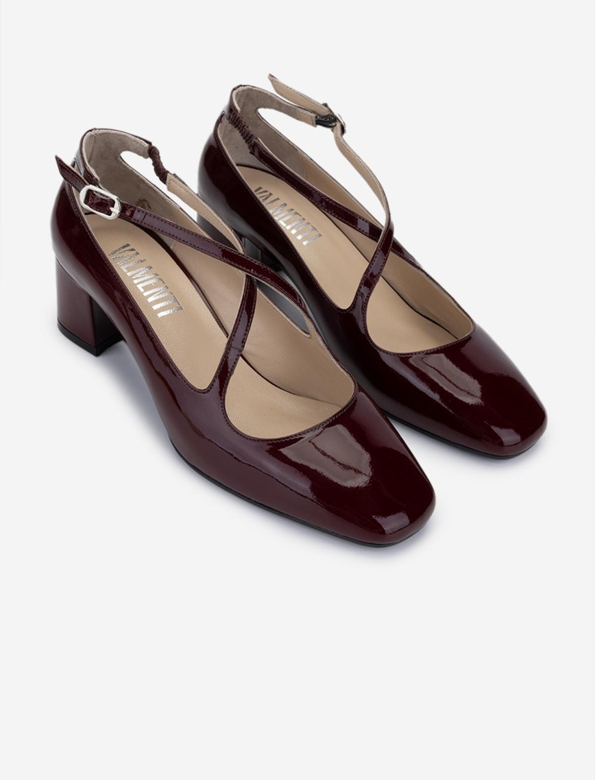 Valmenti Kadın Hakiki Deri Bordo Rugan Topuklu Ayakkabı