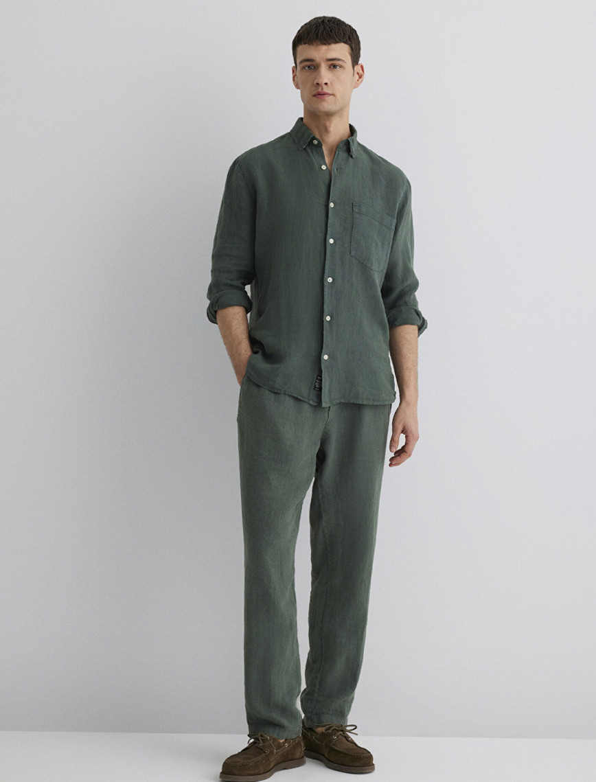 Mavi Yeşil Keten Pantolon 0010358-71587 Mavi Yeşil Keten Pantolon 0010358-71587