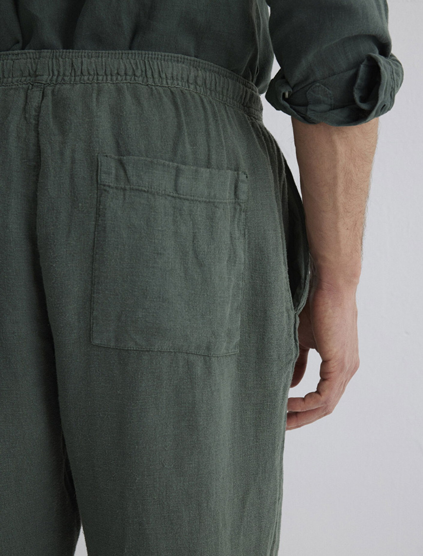Mavi Yeşil Keten Pantolon 0010358-71598