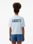 Lacoste Kadın Bisiklet Yaka Baskılı Mavi T-Shirt Lacoste Kadın Bisiklet Yaka Baskılı Mavi T-Shirt