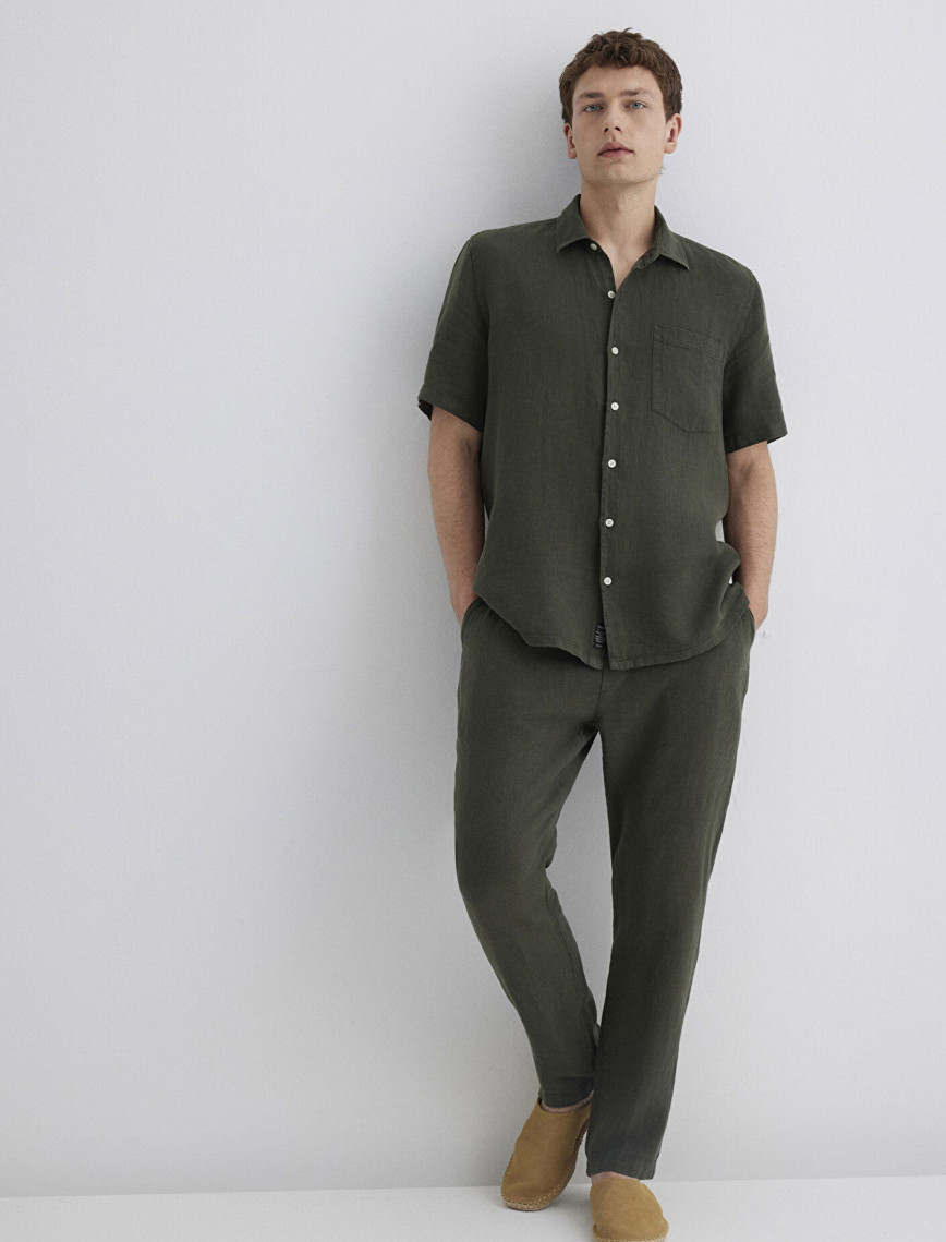 Mavi Yeşil Keten Pantolon 0010358-71587 Mavi Yeşil Keten Pantolon 0010358-71587