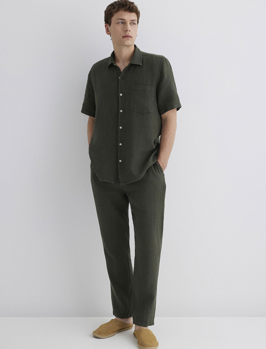 Mavi Yeşil Keten Pantolon 0010358-71587 Mavi Yeşil Keten Pantolon 0010358-71587