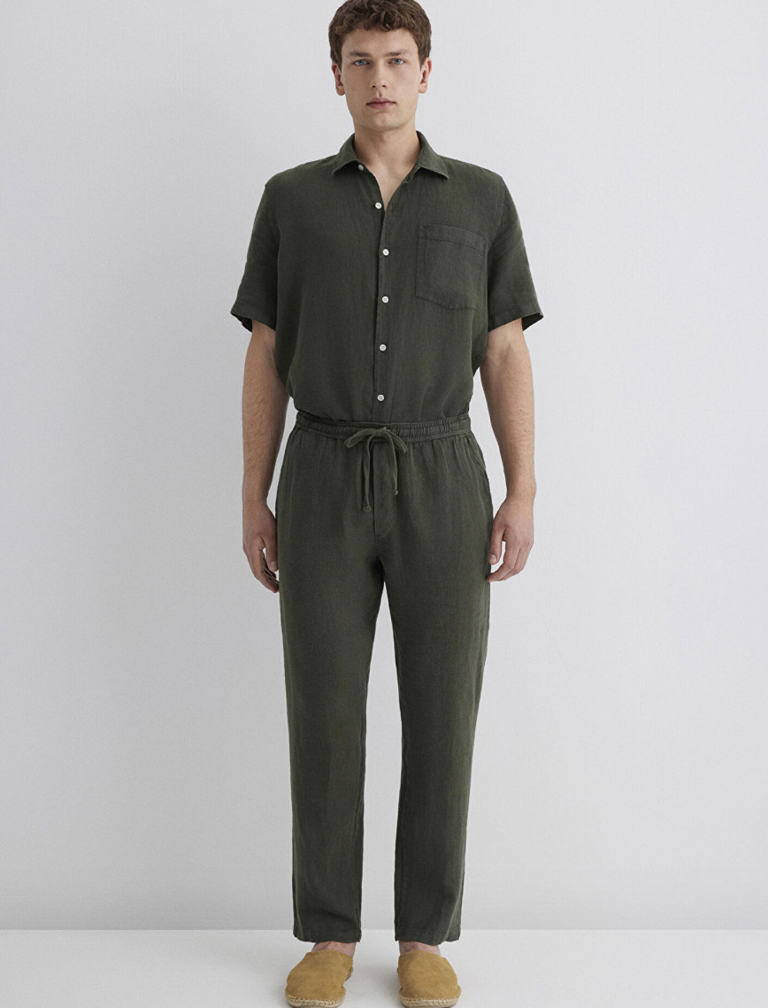 Mavi Yeşil Keten Pantolon 0010358-71587 Mavi Yeşil Keten Pantolon 0010358-71587