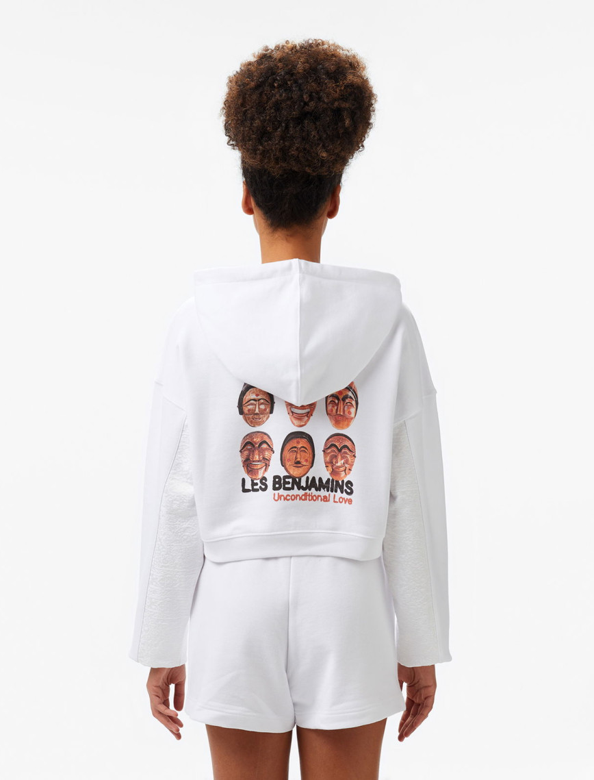 Les Benjamins Kadın Beyaz Crop Hoodie Les Benjamins Kadın Beyaz Crop Hoodie