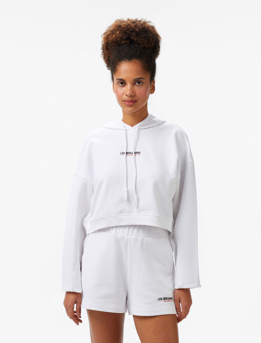 Les Benjamins Kadın Beyaz Crop Hoodie Les Benjamins Kadın Beyaz Crop Hoodie