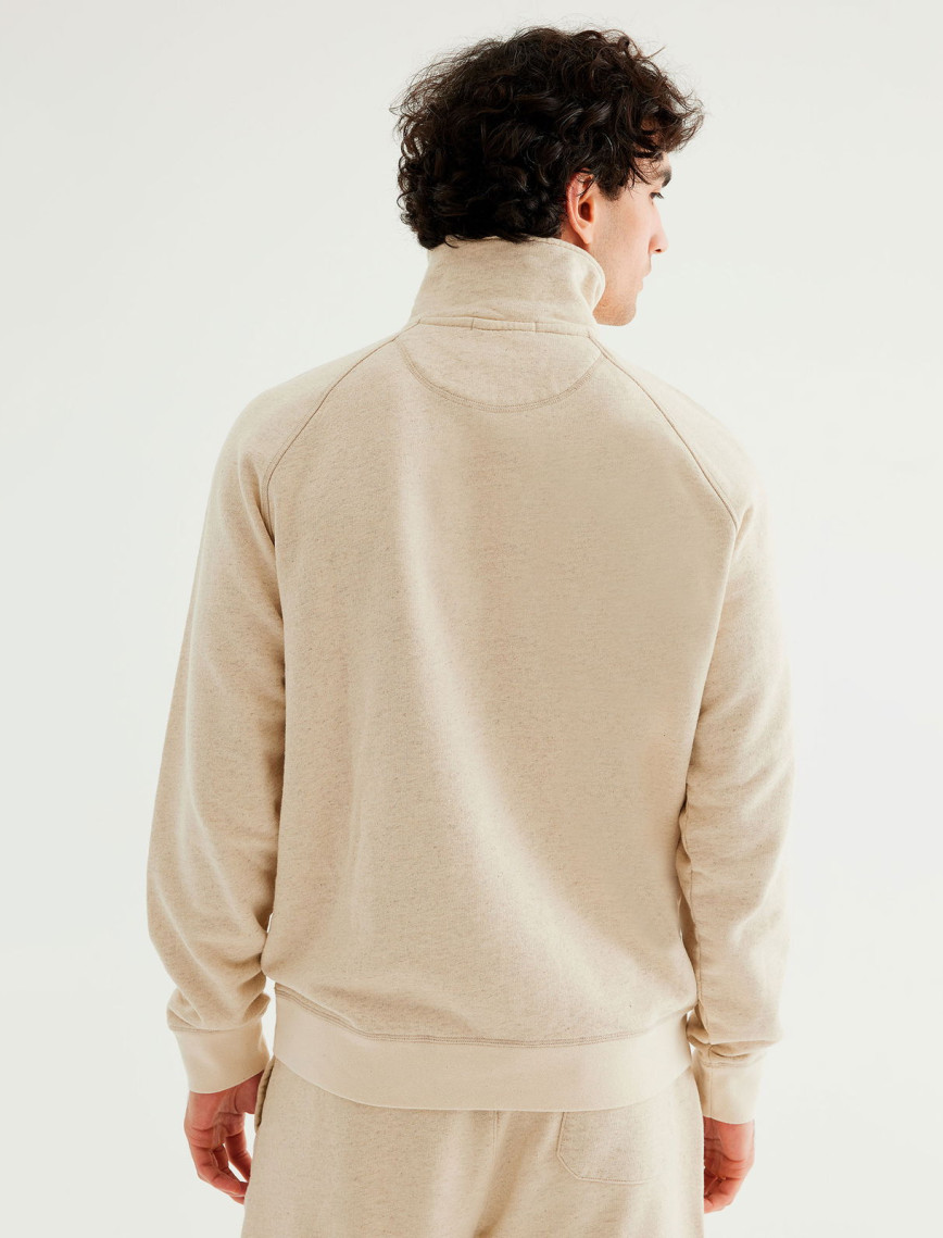 The Stay Line Yuki 1/4 Zip Erkek Bej Sweatshirt