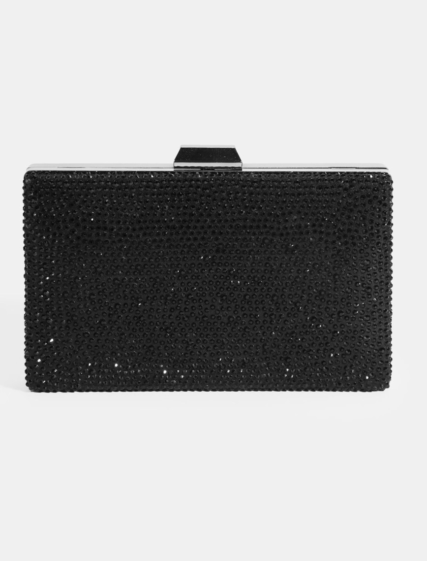 Kadın Siyah Taşlı Portföy Gece Çantası Kadın Siyah Taşlı Portföy Gece Çantası