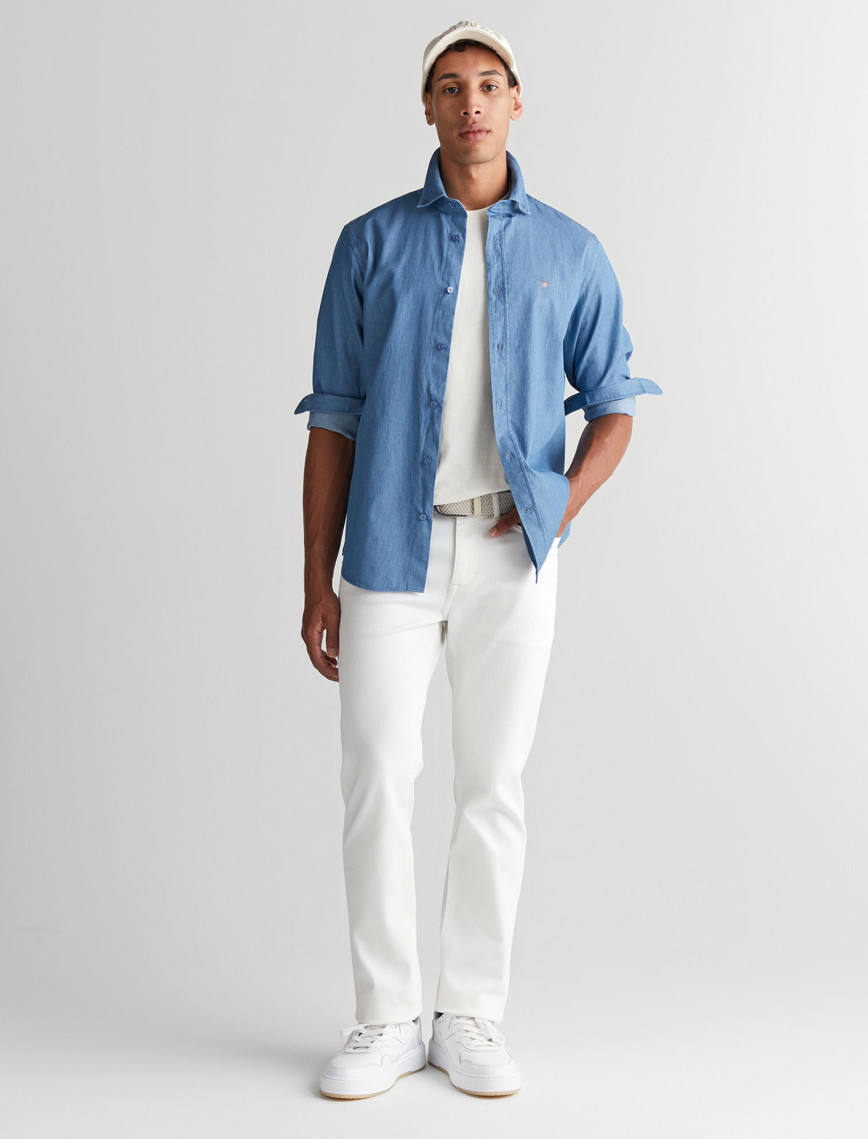 GANT Erkek Krem Regular Fit Bisiklet Yaka Logolu T-Shirt