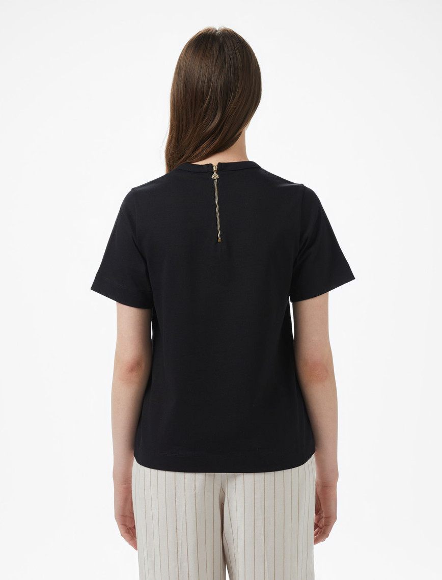 Brooks Brothers Bisiklet Yaka Arkası Fermuarlı Kadın Siyah T-Shirt Brooks Brothers Bisiklet Yaka Arkası Fermuarlı Kadın Siyah T-Shirt