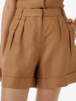Brooks Brothers Metal Logolu Duble Paça Pileli Keten Kadın Kahverengi Şort Brooks Brothers Metal Logolu Duble Paça Pileli Keten Kadın Kahverengi Şort