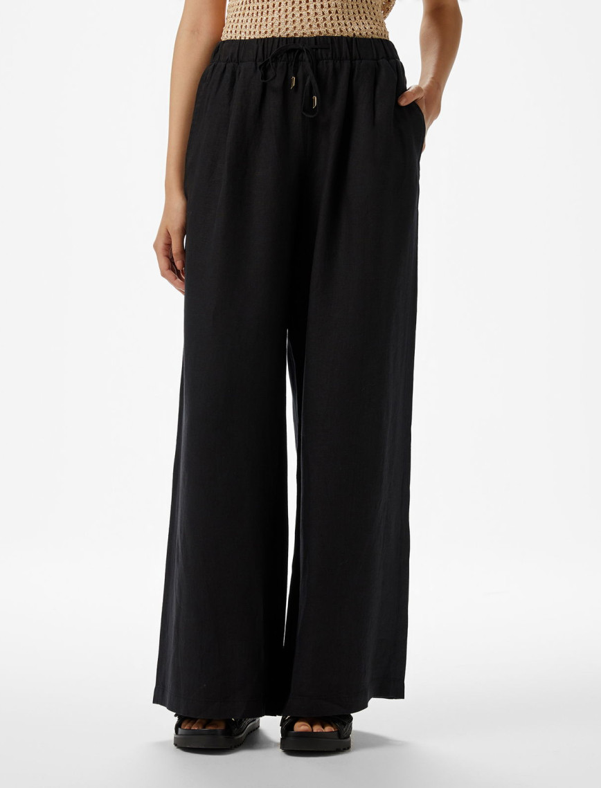 Brooks Brothers %100 Keten Beli Lastikli Kadın Siyah Pantolon Brooks Brothers %100 Keten Beli Lastikli Kadın Siyah Pantolon