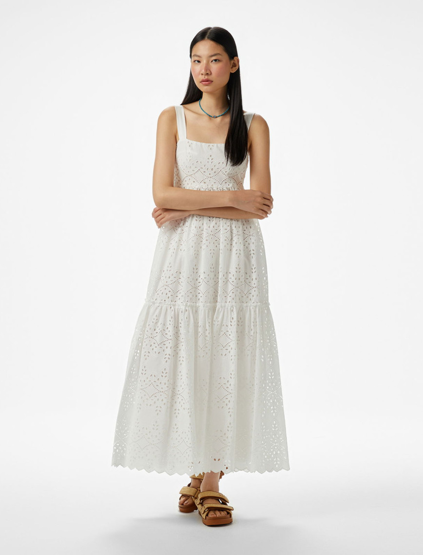 Brooks Brothers Askılı Brode Kadın Beyaz Elbise Brooks Brothers Askılı Brode Kadın Beyaz Elbise