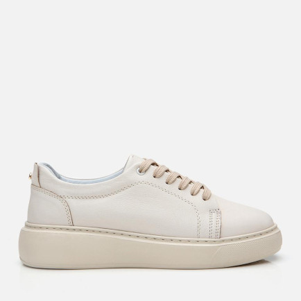 Kadın Deri Bej Kalın Tabanlı Spor Ayakkabı Kadın Deri Bej Kalın Tabanlı Spor Ayakkabı