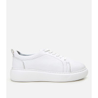 Kadın Deri Beyaz Kalın Tabanlı Spor Ayakkabı Kadın Deri Beyaz Kalın Tabanlı Spor Ayakkabı