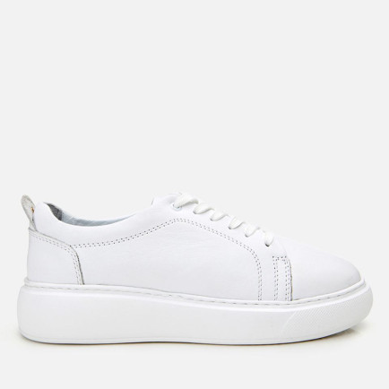 Kadın Deri Beyaz Kalın Tabanlı Spor Ayakkabı Kadın Deri Beyaz Kalın Tabanlı Spor Ayakkabı