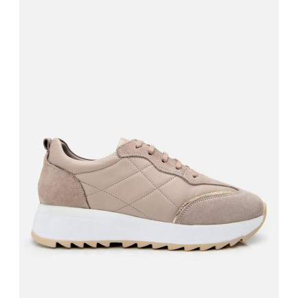 Kadın Deri Vizon Kalın Tabanlı Spor Ayakkabı