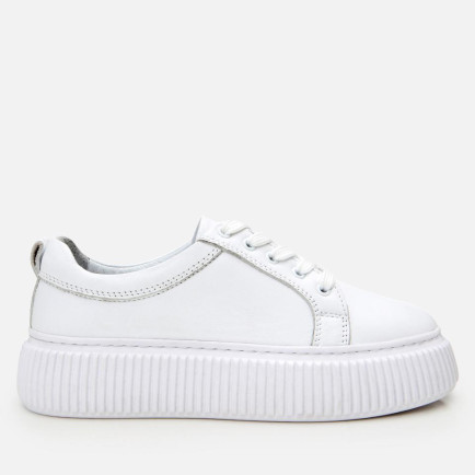 Kadın Deri Beyaz Kalın Tabanlı Spor Ayakkabı Kadın Deri Beyaz Kalın Tabanlı Spor Ayakkabı