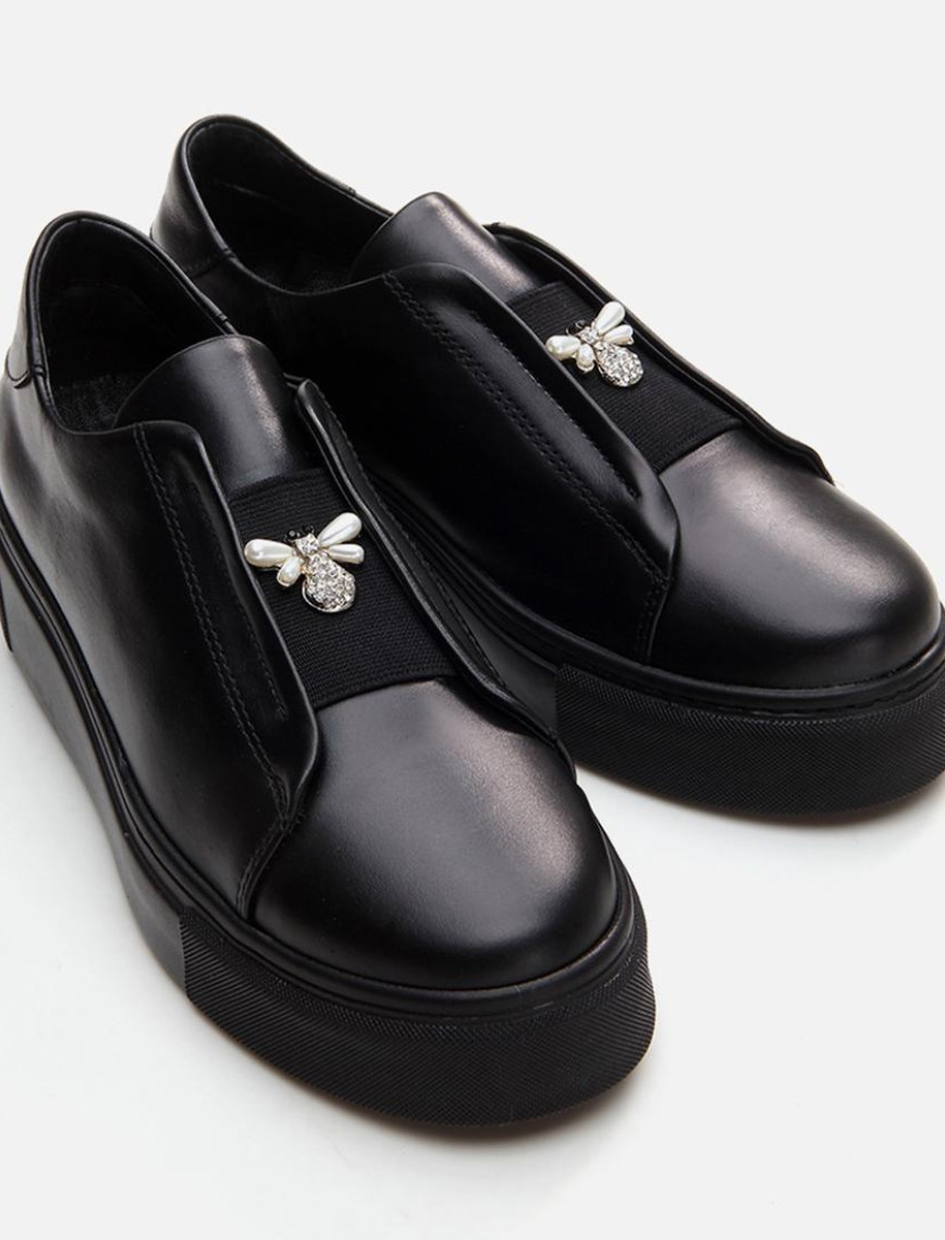 Kadın Deri Siyah Spor Ayakkabı Kadın Deri Siyah Spor Ayakkabı