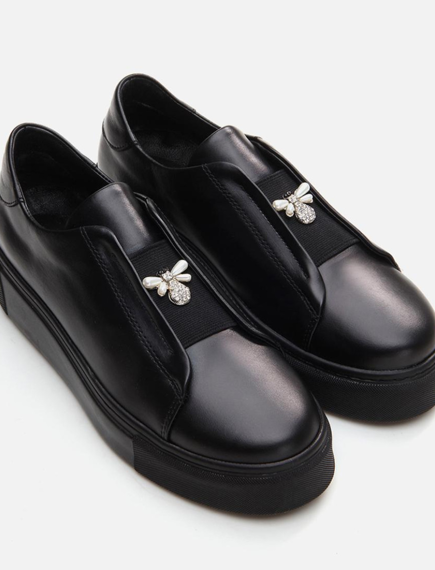 Kadın Deri Siyah Spor Ayakkabı Kadın Deri Siyah Spor Ayakkabı