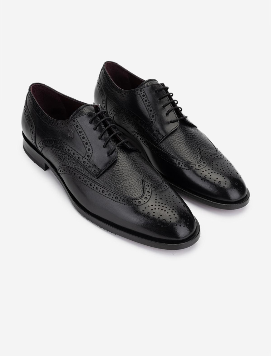 Valmenti Erkek Hakiki Deri Siyah Klasik Ayakkabı