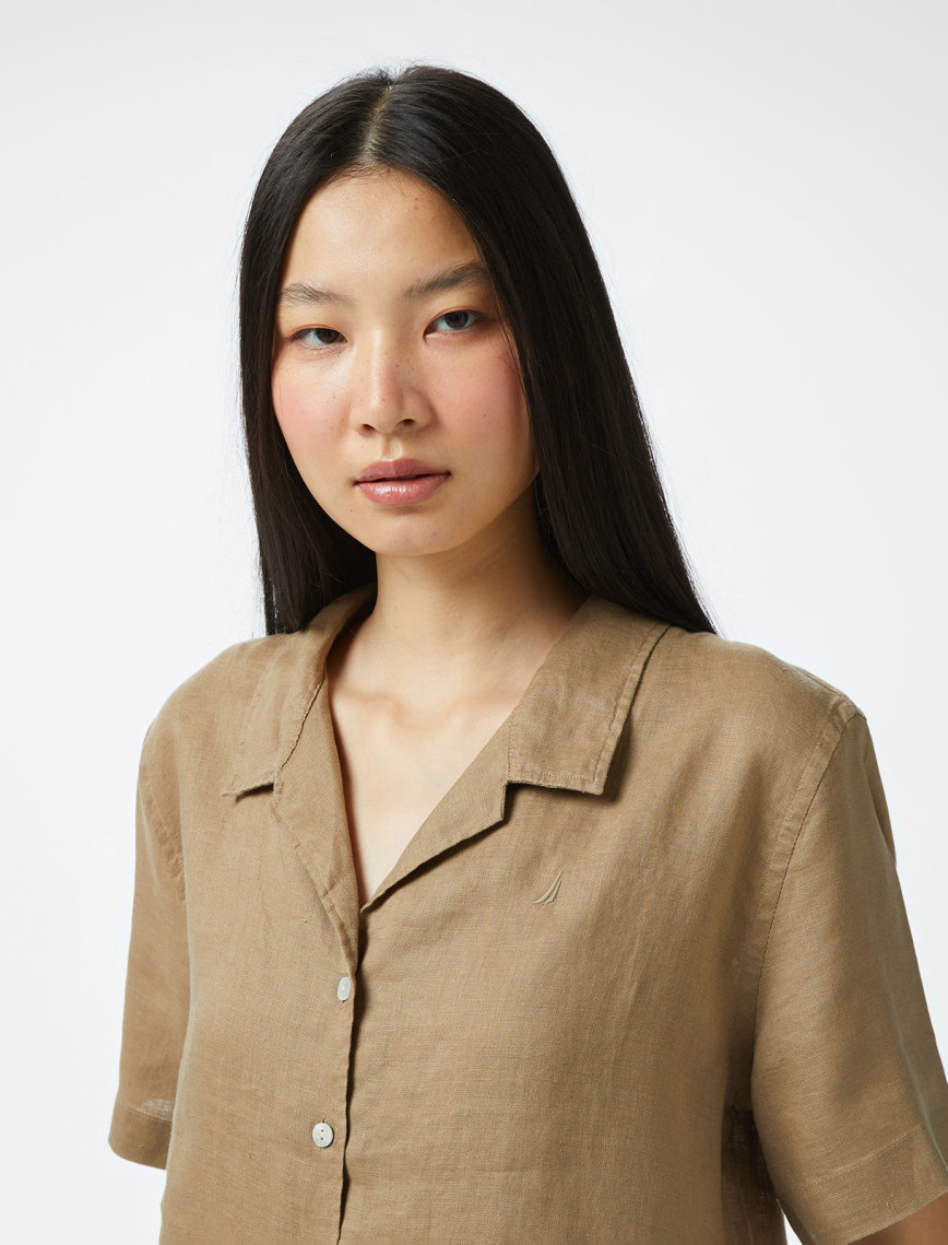 Nautica Kadın Kahverengi Regular Fit Keten Gömlek Nautica Kadın Kahverengi Regular Fit Keten Gömlek