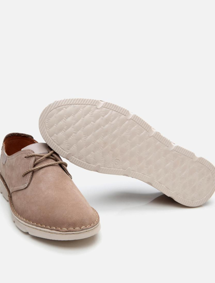 Erkek Nubuk Deri Bej Ultra Hafif Tabanlı Günlük Ayakkabı