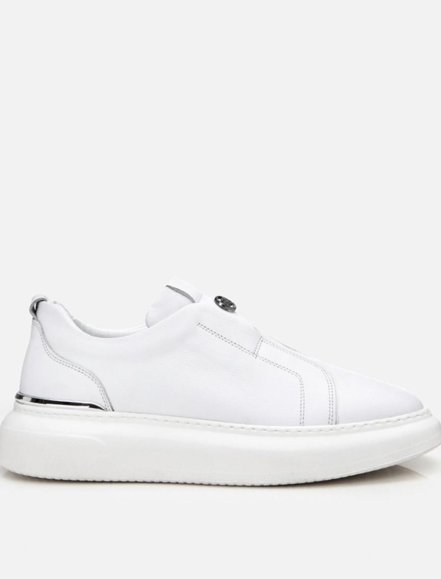 Erkek Deri Beyaz Ultra Hafif Tabanlı Comfort Spor Ayakkabı Erkek Deri Beyaz Ultra Hafif Tabanlı Comfort Spor Ayakkabı