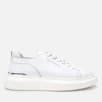 Erkek Deri Beyaz Toka Detaylı Spor Ayakkabı Erkek Deri Beyaz Toka Detaylı Spor Ayakkabı