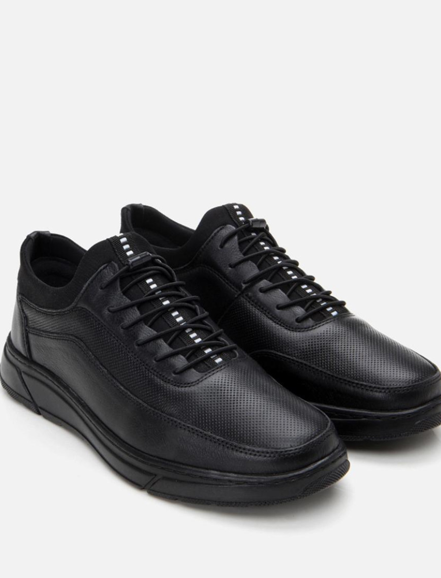 Erkek Deri Siyah Rahat Spor Ayakkabı Erkek Deri Siyah Rahat Spor Ayakkabı