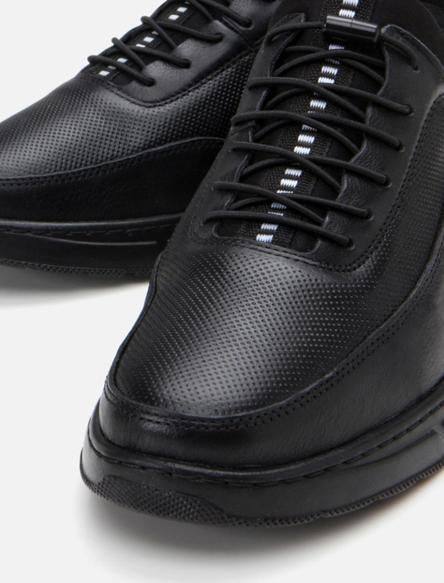 Erkek Deri Siyah Rahat Spor Ayakkabı Erkek Deri Siyah Rahat Spor Ayakkabı