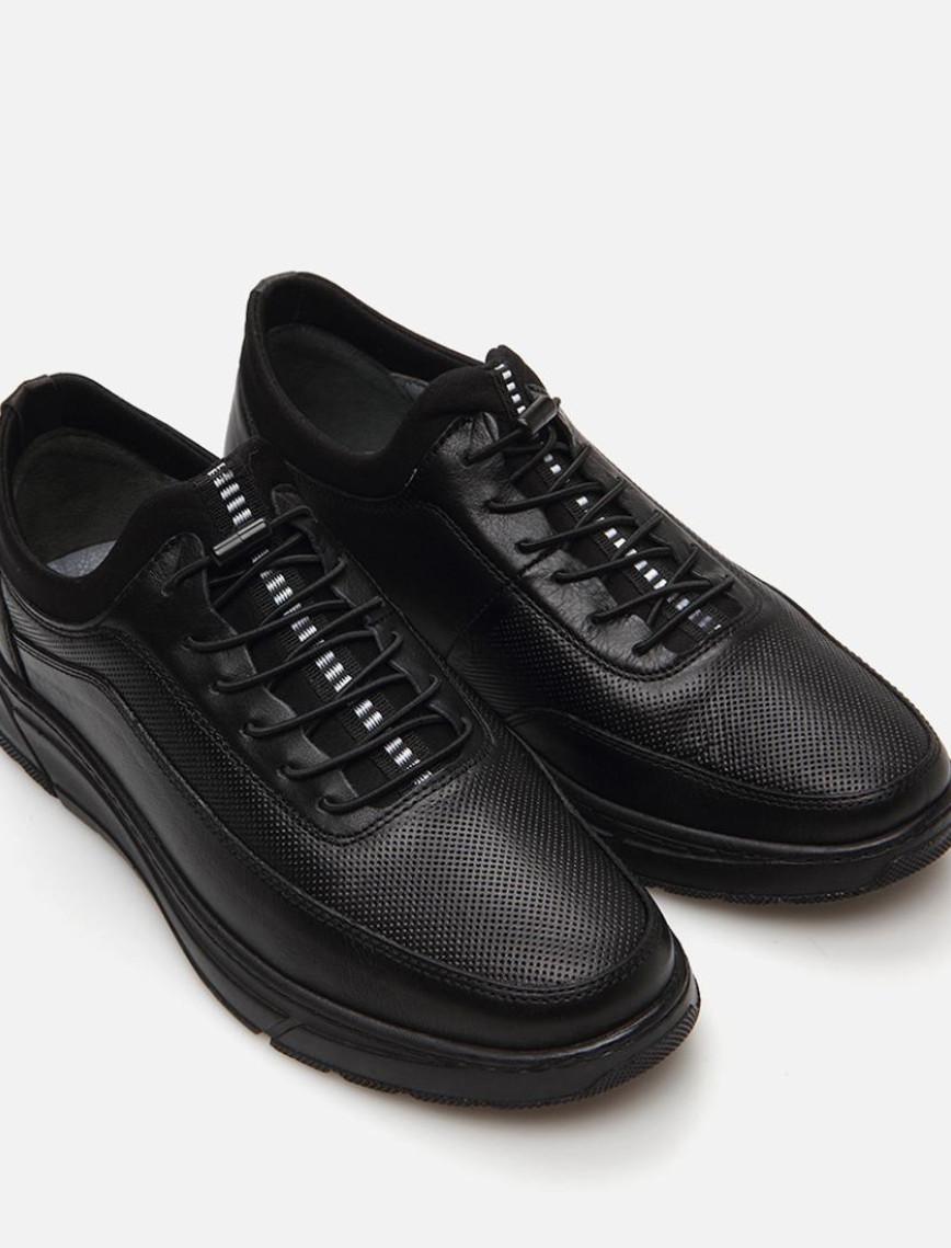 Erkek Deri Siyah Spor Ayakkabı Erkek Deri Siyah Spor Ayakkabı