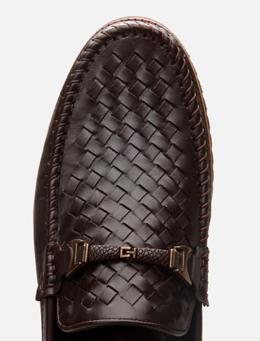 Erkek Deri Kahverengi Hafif Tabanlı Toka Detaylı Loafer Erkek Deri Kahverengi Hafif Tabanlı Toka Detaylı Loafer
