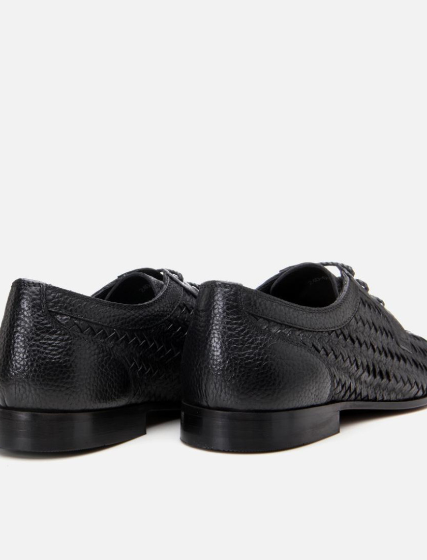 Erkek Deri Siyah Rahat Tabanlı Dokulu Klasik Ayakkabı Erkek Deri Siyah Rahat Tabanlı Dokulu Klasik Ayakkabı